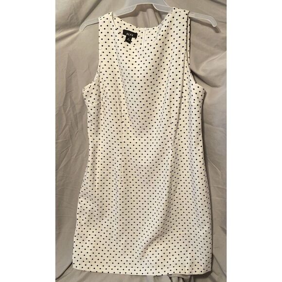 ALVX Dress Women Size 18 Sleeveless White With Black Dots With Zipper In Back - Picture 2 of 8